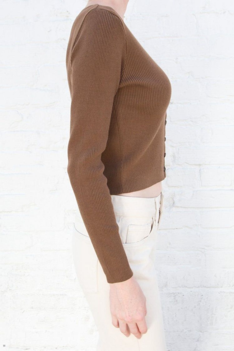 Cardigan Brandy Melville Collin Coton Marron | WME-52282155